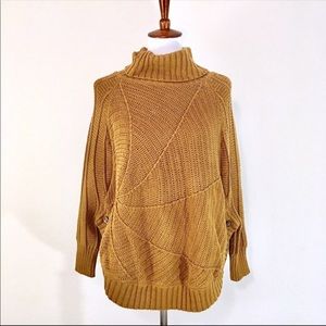 Anthropologie Mustard Turtleneck Knit Sweater